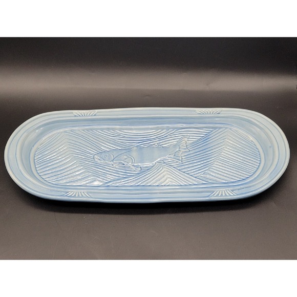 L J D B Other - Art Pottery Salmon Fish Platter Plate Serving Oval Signed Numbered